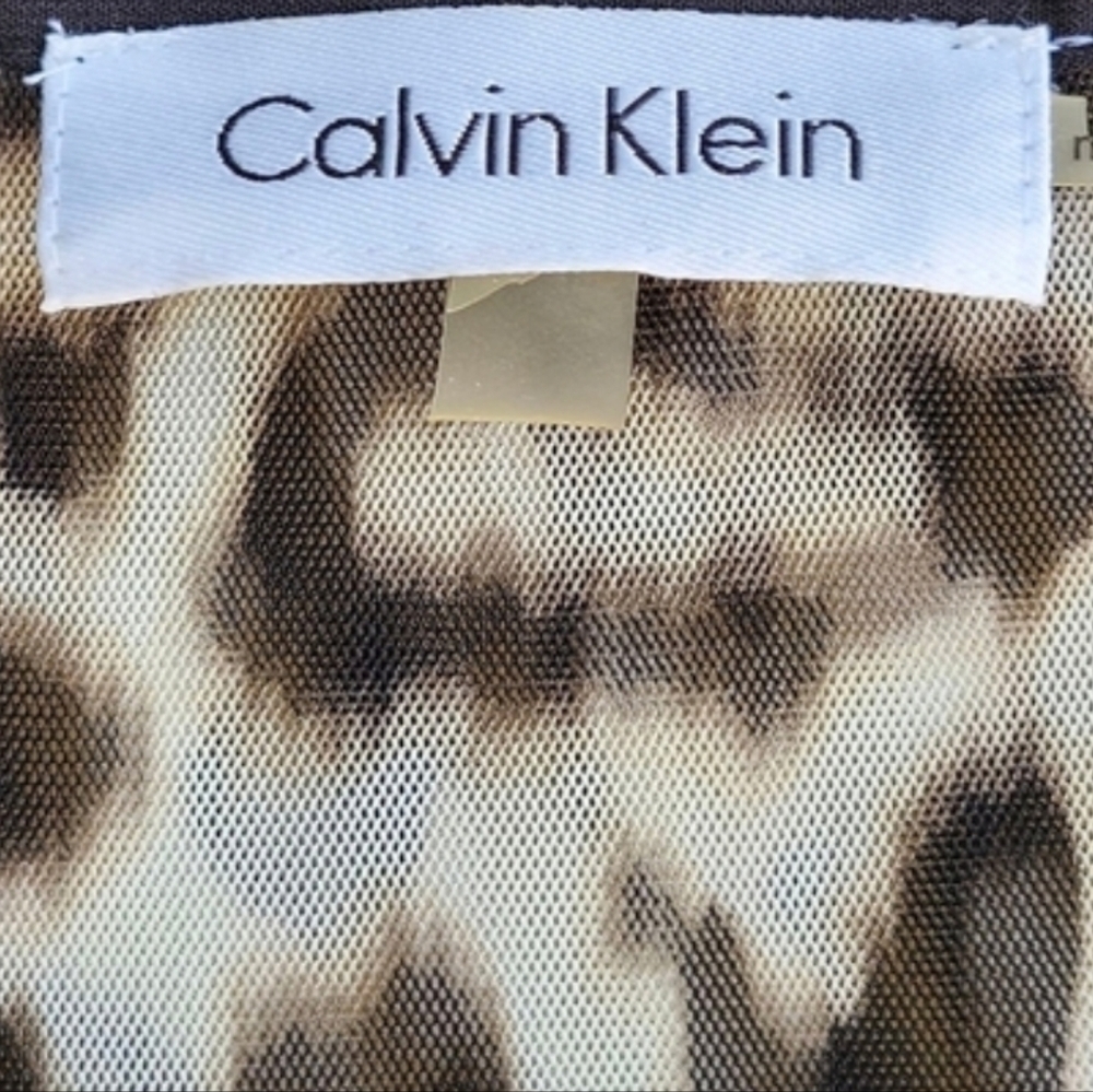 Calvin Klein Black and Brown Mandarin Collar Blouse.     Size L. - Picture 7 of 7